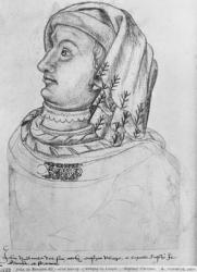 Ms 266 fol.30 John III the Pitiless, Duke of Bavaria-Straubing, from 'The Recueil d'Arras' (red chalk on paper) (b/w photo) | Obraz na stenu