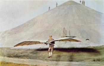 One of the many flying experiments of Otto Lilienthal (1848-96) from 'Scientific American' (colour litho) | Obraz na stenu