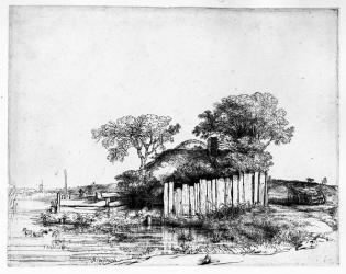 Cottage with a white paling, 1648 (etching) | Obraz na stenu