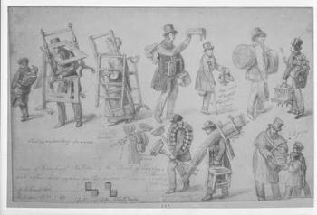 London street traders, 1830-40 (pencil on paper) | Obraz na stenu
