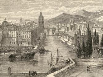Bilbao, Spain, illustration from 'Spanish Pictures' by the Rev. Samuel Manning (engraving) | Obraz na stenu