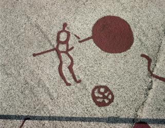 Male figure with the sun (rock painting) | Obraz na stenu