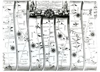 The road from London to Wells and Bury St. Edmunds, from Ogilby's 'Britannia', 1675 (engraving) | Obraz na stenu