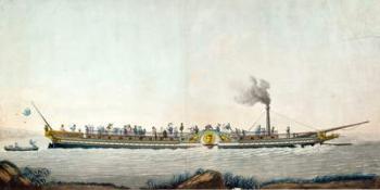 The Charles-Philippe, the first steamboat launched on the Seine, 20th August 1816 (coloured engraving) | Obraz na stenu