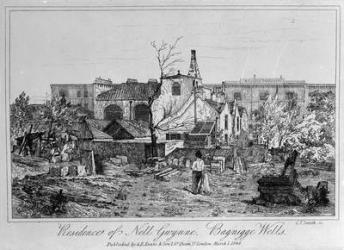 Residence of Nell Gwynne, Bagnigge Wells, published in 1844 (engraving) | Obraz na stenu