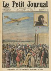The aviator Alfred Leblanc arriving in Issy-les-Moulineaux, illustration from 'Le Petit Journal', supplement illustre, 28th August 1910 (colour litho) | Obraz na stenu