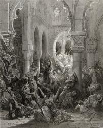 The Crusaders massacre the inhabitants of Caesarea, illustration from 'Bibliotheque des Croisades' by J-F. Michaud, 1877 (litho) | Obraz na stenu