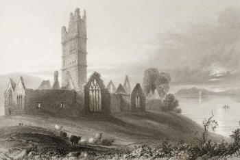 Moyne Abbey, County Mayo, Ireland, from 'Scenery and Antiquities of Ireland' by George Virtue, 1860s (engraving) | Obraz na stenu