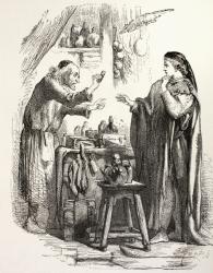 Romeo buys poison from the apothecary, illustration from Romeo and Juliet, from 'The Illustrated Library Shakespeare', published London 1890 (litho) | Obraz na stenu