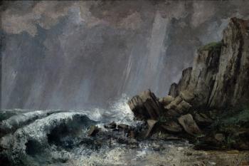 Downpour at Etretat (oil on canvas) | Obraz na stenu