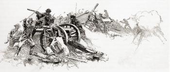 Hand to hand combat in the fight for Rickett's guns during the First Battle of Bull Run, (First Manassas), during the American Civil War. From The Century Magazine, published 1887. | Obraz na stenu