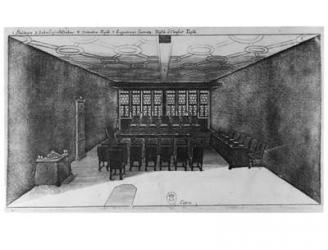 The Romer Hall at Frankfurt-am-Main (engraving) (b/w photo) | Obraz na stenu