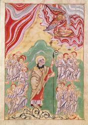 Celestial migration, from 'Vie et Miracles de Saint Amand', c.1075 (vellum) | Obraz na stenu