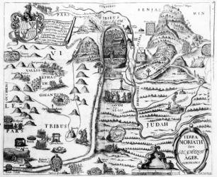 Map of Israel, from 'A Pisgah-sight of Palestine' by Thomas Fuller, 1650 (engraving) | Obraz na stenu