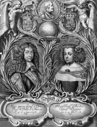 Louis XIV (1638-1715), King of France and Marie-Therese (1638-83) of Austria, engraved by Pieter II de Jode (1606-p.1674), 1660 (engraving) (b/w photo) | Obraz na stenu