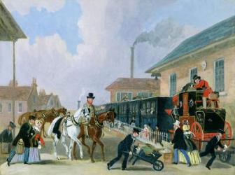 The Louth-London Royal Mail Travelling by Train from Peterborough East in December 1845 (oil on canvas) (post-conservation) | Obraz na stenu