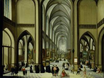 Interior of Antwerp cathedral (oil on canvas) | Obraz na stenu