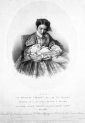 Victoria, the Princess Royal (1840-1901) with her son, Prince Frederick William Victor Albert, May 1859, from a photograph (engraving) (b&w photo) | Obraz na stenu
