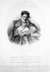 Victoria, the Princess Royal (1840-1901) with her son, Prince Frederick William Victor Albert, May 1859, from a photograph (engraving) (b&w photo) | Obraz na stenu