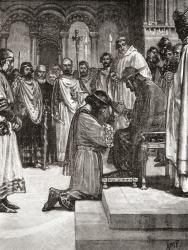 John paying homage to the legate of Pope Innocent III in 1213. John, 1166 1216, aka John Lackland, King of England. From Cassell's History of England, published c.1901 | Obraz na stenu