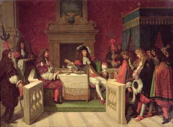 Moliere (1622-73) Dining with Louis XIV (1638-1715) 1857 (oil on canvas) | Obraz na stenu