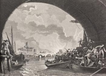 The Great Fire of London, 1666, from 'Gallery of Historical Portraits', published c.1880 (litho) | Obraz na stenu