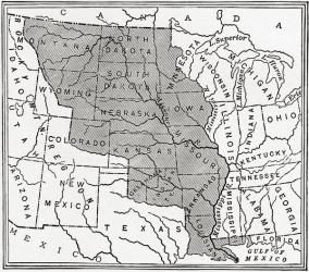 Map showing The Louisiana Purchase. The acquisition of the Louisiana territory (828,000 square miles) by the United States from France in 1803. From The History of Our Country, published 1900 | Obraz na stenu