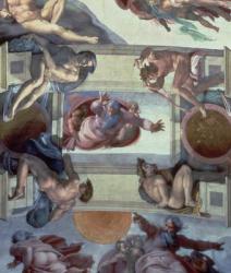 Sistine Chapel Ceiling (1508-12): The Separation of the Waters from the Earth, 1511-12 (fresco) (post restoration) | Obraz na stenu