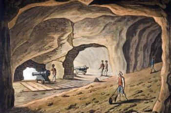 Inside a gallery on the Rock of Gibraltar, engraved by Joseph Constantine Stadler (fl.1780-1812) (colour litho) | Obraz na stenu