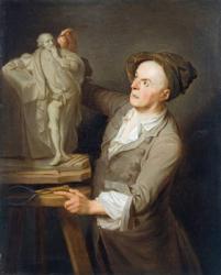 Louis-Francois Roubiliac (1695-1762) Modelling his Monument to Shakespeare (oil on canvas) | Obraz na stenu