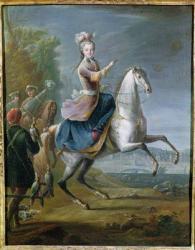 Equestrian Portrait of Maria Leszczynska (1703-68) (oil on canvas) | Obraz na stenu