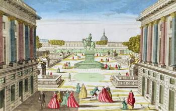 Perspective View of Place Louis XV from Porte Saint-Honore (coloured engraving) | Obraz na stenu