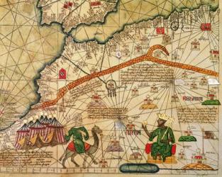 Detail of Copy of a Catalan Map of Europe and North Africa, presented to Charles V of France in 1381 (vellum) | Obraz na stenu