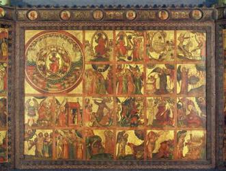 Altarpiece with 48 Scenes of the Apocalypse, c.1400 (tempera and gilt on panel transferred to canvas) | Obraz na stenu