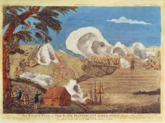 An exact view of the late Battle at Charlestown on 17th June 1775 (coloured engraving) | Obraz na stenu