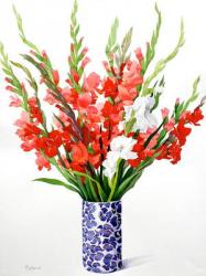 Red and White Gladioli (watercolour on paper) | Obraz na stenu