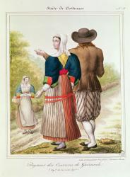 Peasants from Guerande, from 'Les Costumes Bretons de Charpentier' (colour litho) | Obraz na stenu