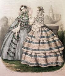 Day Dress for 1858, engraved by Barreau (engraving) | Obraz na stenu