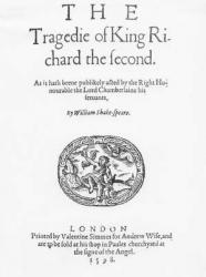 Frontispiece for 'The Tragedy of King Richard the Second', by William Shakespeare, 1598 (engraving) | Obraz na stenu