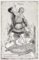 The dream of St. Basil the Great, from 'Military and Religious Life in the Middle Ages' by Paul Lacroix, published London c.1880 (litho) | Obraz na stenu