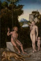 A Faun and His Family with a Slain Lion, c.1526 (oil on panel) | Obraz na stenu