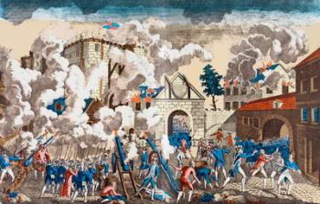 The Storming of the Bastille, 14 July 1789 (coloured engraving) | Obraz na stenu