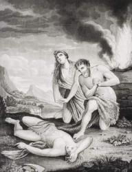 Abel murdered by his brother Cain (engraving) | Obraz na stenu