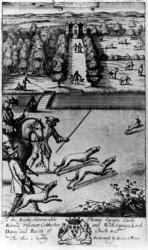 Coursing with Greyhounds, from 'The Gentleman's Recreation' published by Richard Blome, 1686 (engraving) | Obraz na stenu