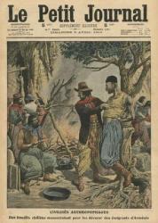 Chilean bandits devouring Armenian emigrants, illustration from 'Le Petit Journal', supplement illustre, 3rd April 1910 (colour litho) | Obraz na stenu