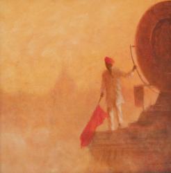 Railway Flag Man, Agra, 2010 (acrylic on canvas) | Obraz na stenu