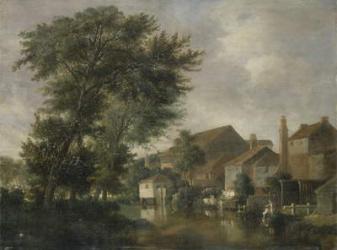 A River Scene, possibly at Norwich, c.1817 (oil on panel) | Obraz na stenu