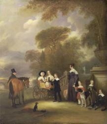 The Rev and Mrs Henry Palmer with their six younger children at Withcote Hall, Near Oakham, Leicestershire, 1838 (oil on canvas) | Obraz na stenu