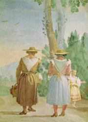 Two Peasant Women and a Child Seen from Behind, from the 'Foresteria' (Guesthouse) 1757 (fresco) | Obraz na stenu