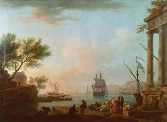 Sea Port, Sunrise, 1757 (oil on canvas) | Obraz na stenu
